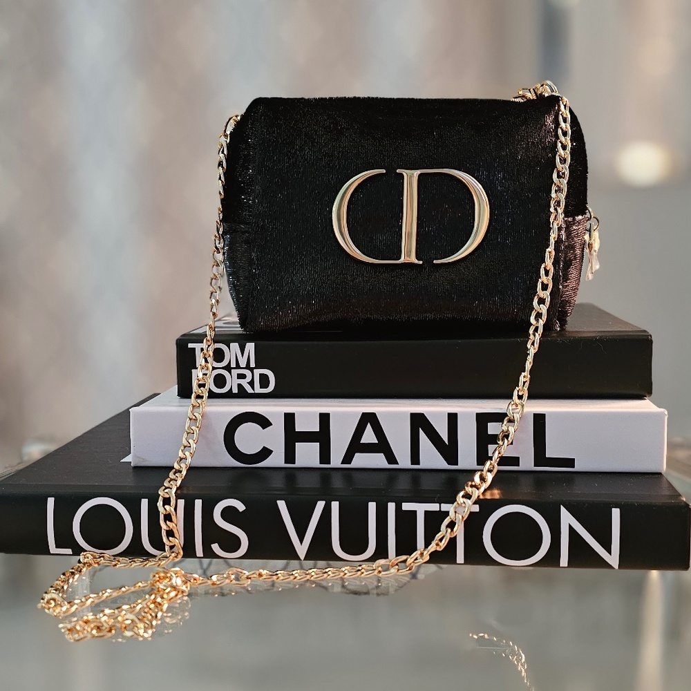 DIOR Crossbody Black Purse Evening Bag Clutch Cosmetic Beauty Pouch New